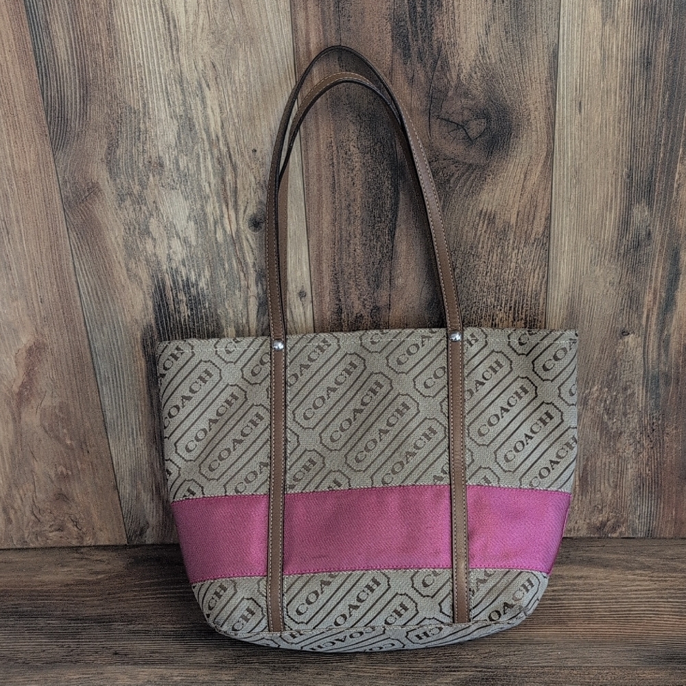 Coach F12252 Y2K Lozenge Stripe Vintage Shoulder Bag Tote M362